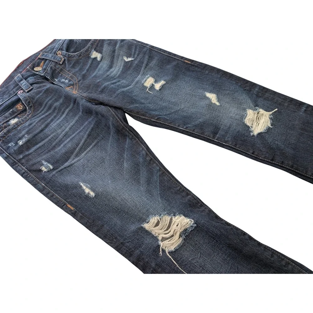 True Religion‎ Rocco Relaxed Skinny Distressed Dark Wash Denim Jeans Mens 28 USA